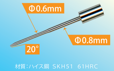 　【ハイス鋼 微細・極小径ピン】の小ロット受注　精密金型向けコアピン　粉末ハイス鋼