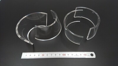 【可視化・実験用途】透明アクリル　テーパー状パイプ　半割加工